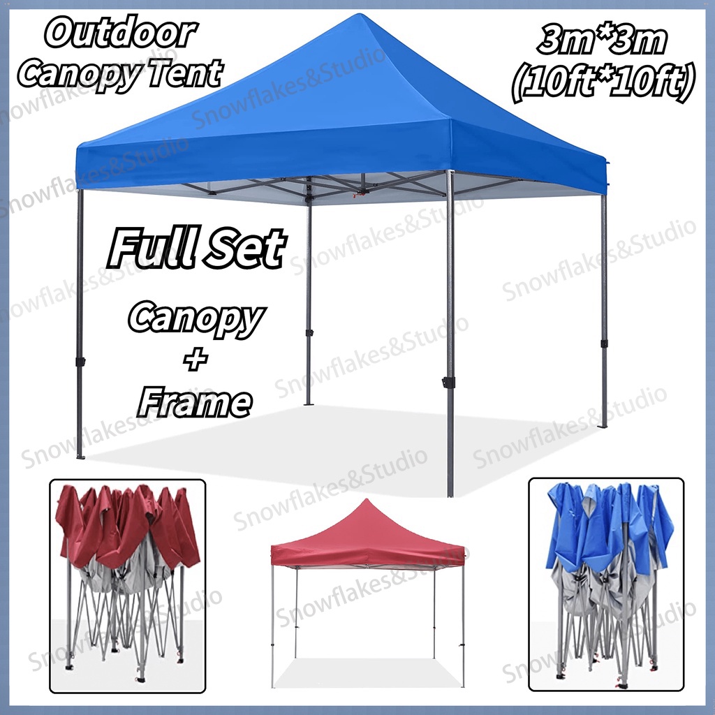 Retractable Tent 3x3 Complete Set with canopy and frame black post tent