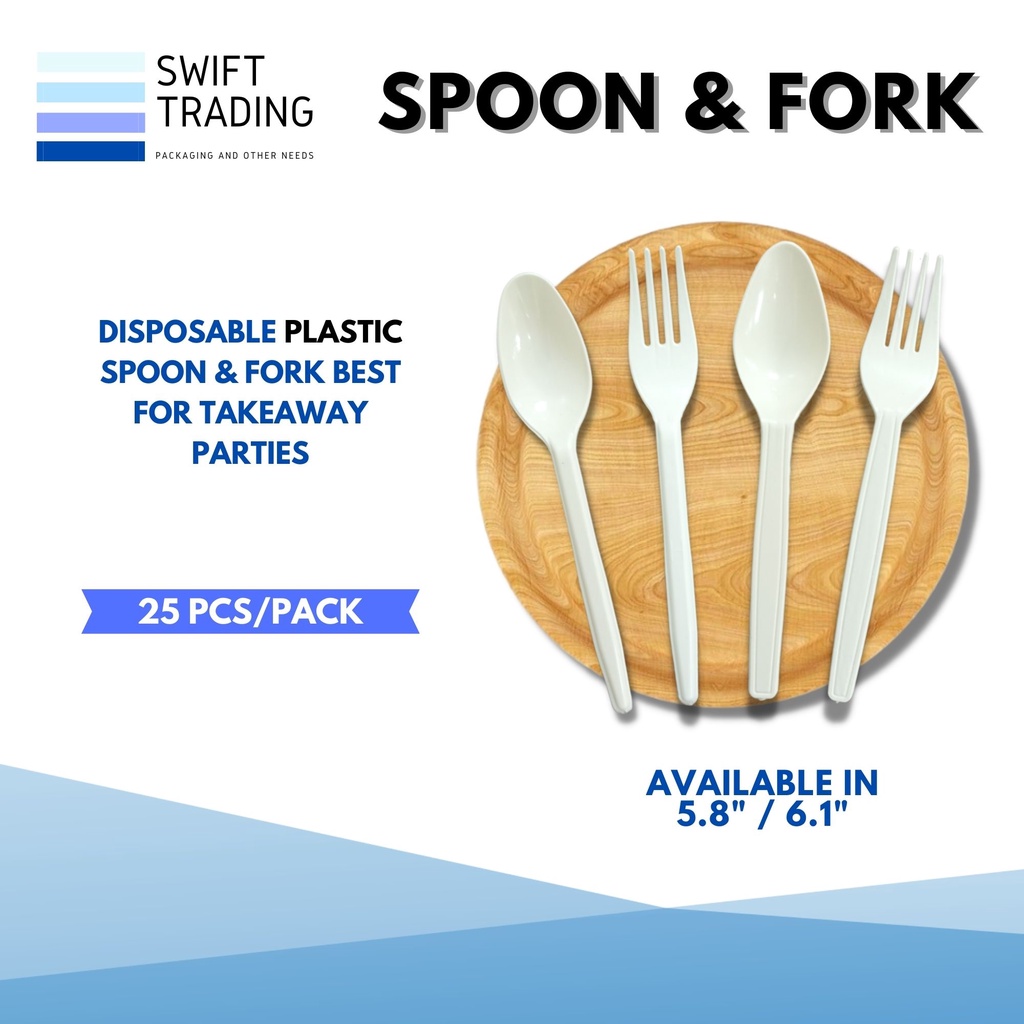 Plastic Spoon & Fork ( 25pcs ) Spoon Fork Utensils [ 2 sizes/variant