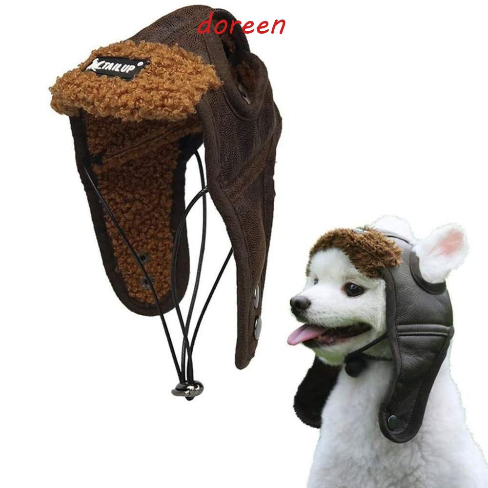 DOREEN Dog Pilot Hat Leather Warm Costume Funny For Large Puppy Dogs