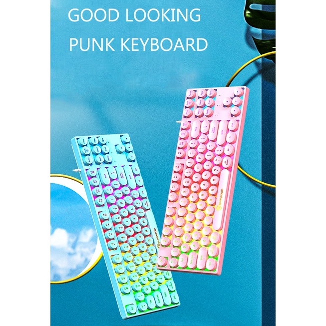 87 Keys Retro Punk Keyboard RGB LED Suspended Membrane Keyboard K87