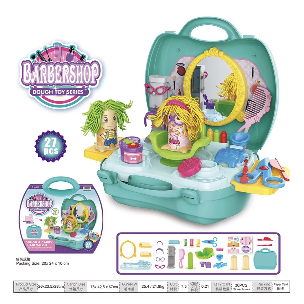 HAIR SALON CLAY DOUGH PLAY SET KIDS TOYS HAIR STYLE CUT DESIGN PRETEND