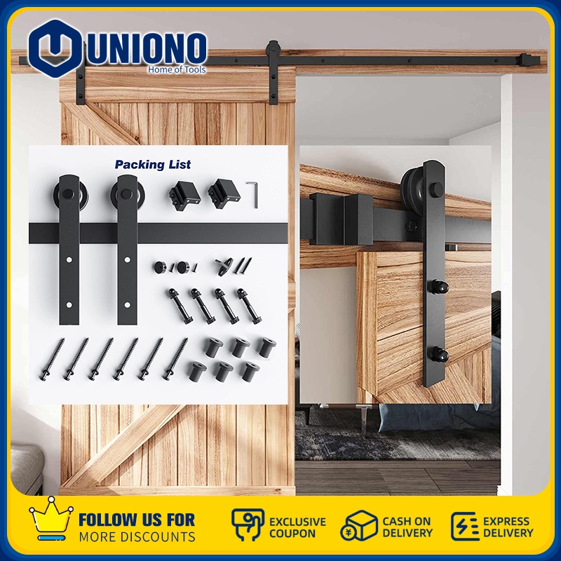 Uniono 4.9FT/6FT/6.6FT/8FT Carbon Steel Rustic Interior Sliding Wood