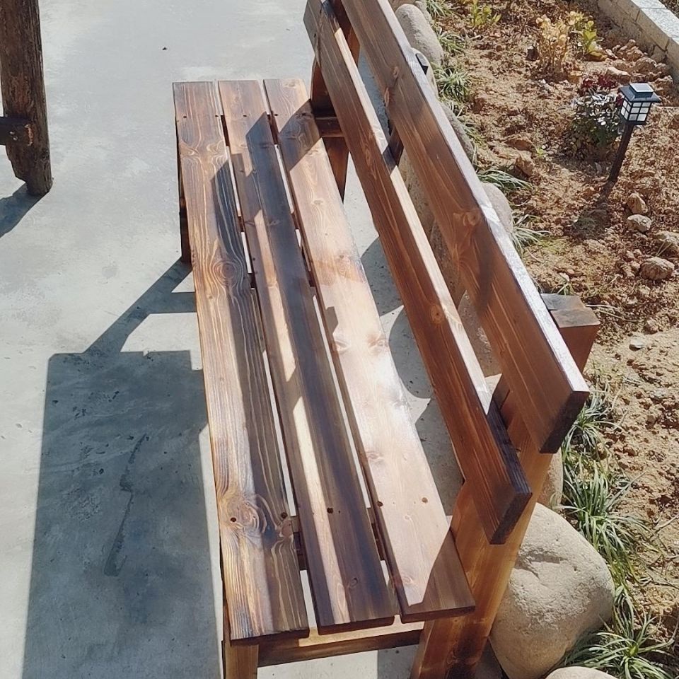 Carbonized Wooden Chair Park Chair Long Stool Garden Swing Bathroom