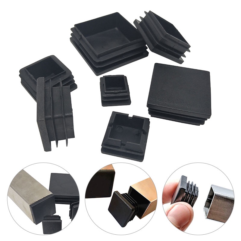 Black Square Plastic End Caps Blanking Plugs Tube Box Section Inserts