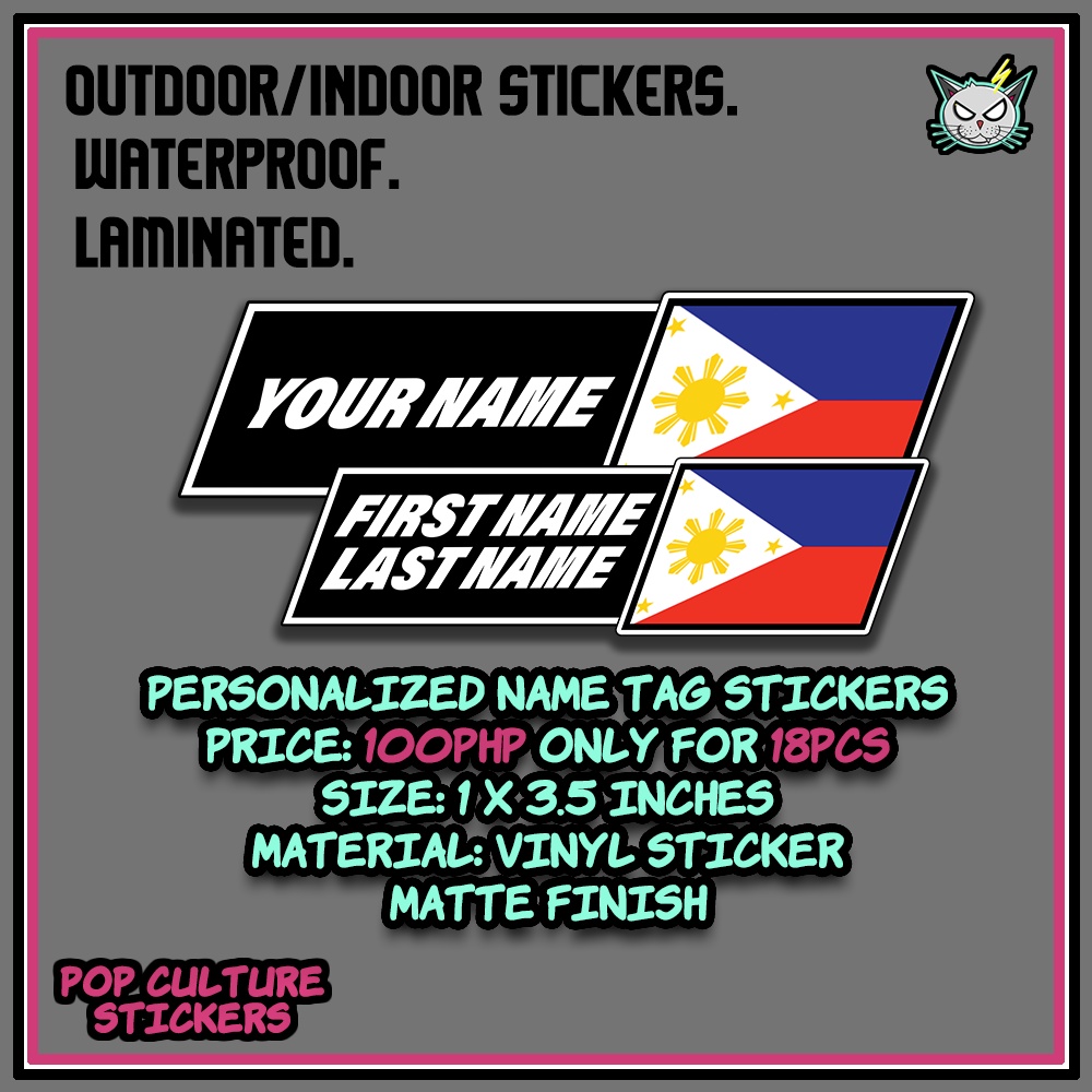 [CHEAPEST] ]NAME TAG VINYL DECAL STICKERS WITH PH FLAG (100PHP FOR