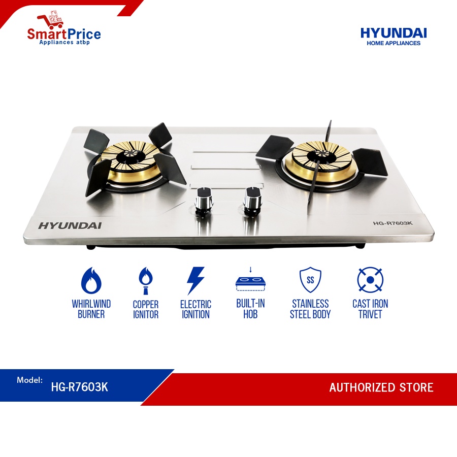 Hyundai Double Burner Stainless Steel Gas Stove HGR7603K Shopee