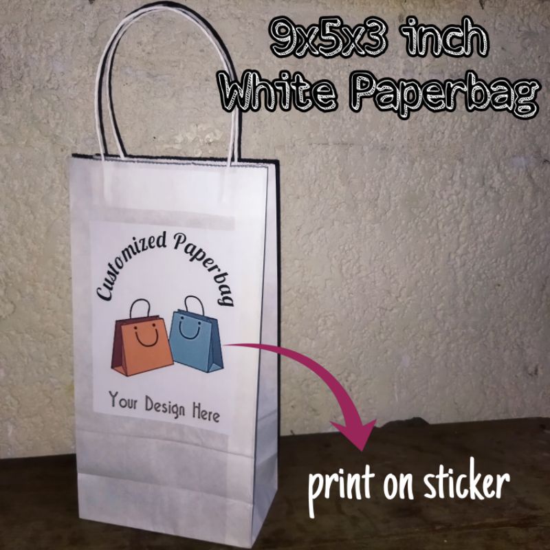Customized Paperbag w/ Handle (Print on sticker/Direct print) Shopee