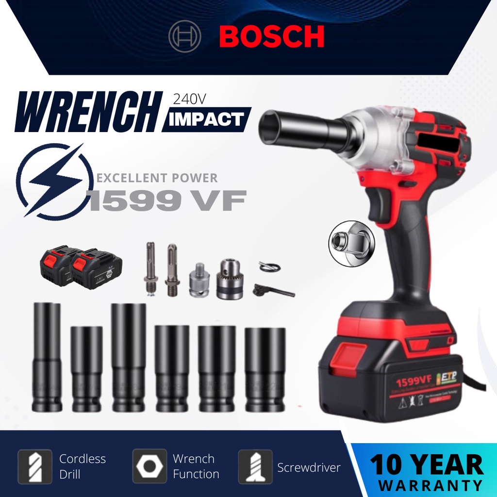 BOSCH 1599VF Impact Wrench Cordless Impact Gun Driver 2 In 1 Electric