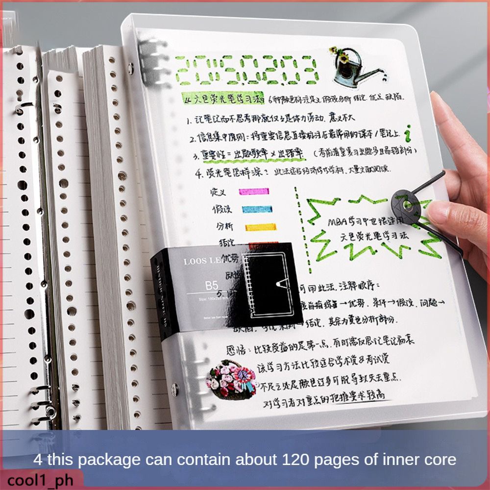 Thicken A5/b5/a4 Looseleaf Refillable Notebook Shell With Refill
