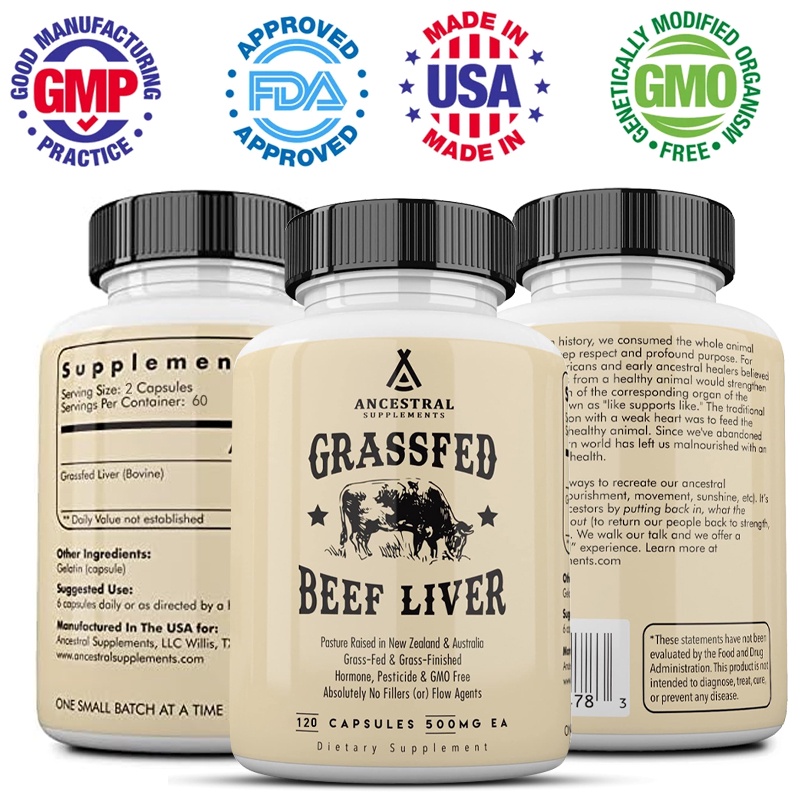 Grass Fed Beef Liver Capsules, Supports Energy Production