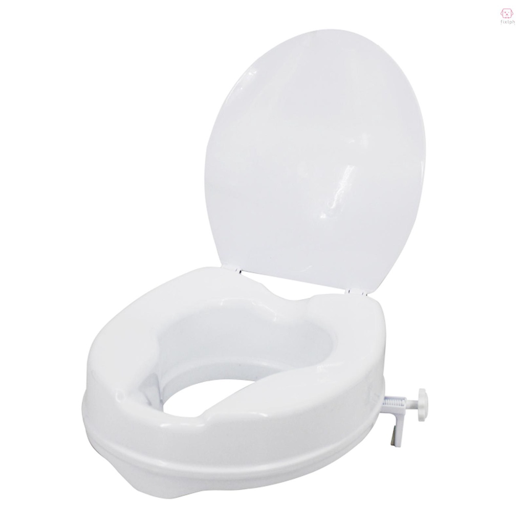 FIP Raised Toilet Seat with Lid 300 Lbs Heavy Duty Elevated Toilet Seat with Tightening Clamps
