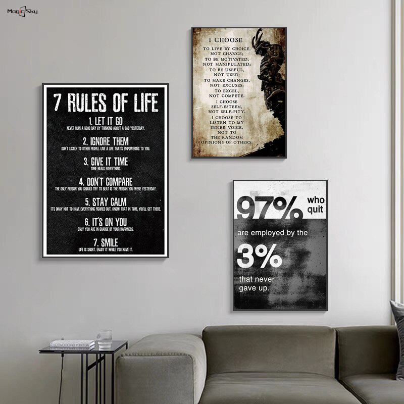 Inspirational Quotes Canvas Poster 7 Rules of Life Motivational