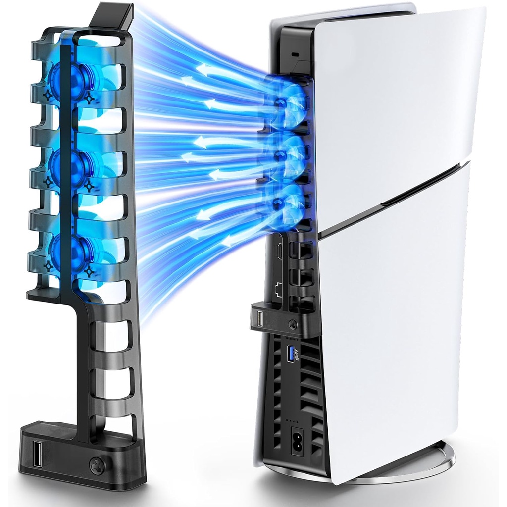 Cooling Fan for PS5 Slim Disc&Digital Console, 3Level for PS5 Slim