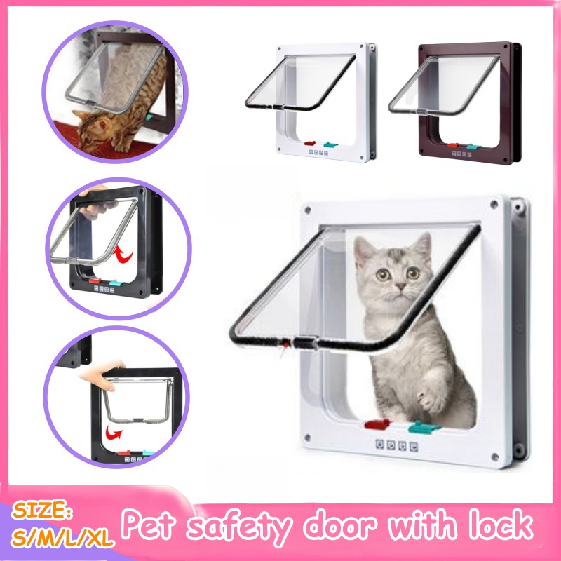 Cat and dog door Four way with lock Controllable Switch Direction Door