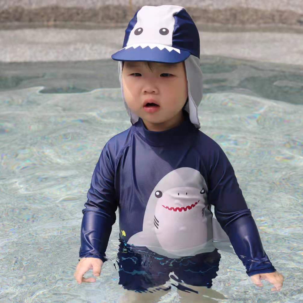 Shark Print Baby Swimwear One Piece Children's Swimsuit Little Boy Bathing Suit Beachwear With