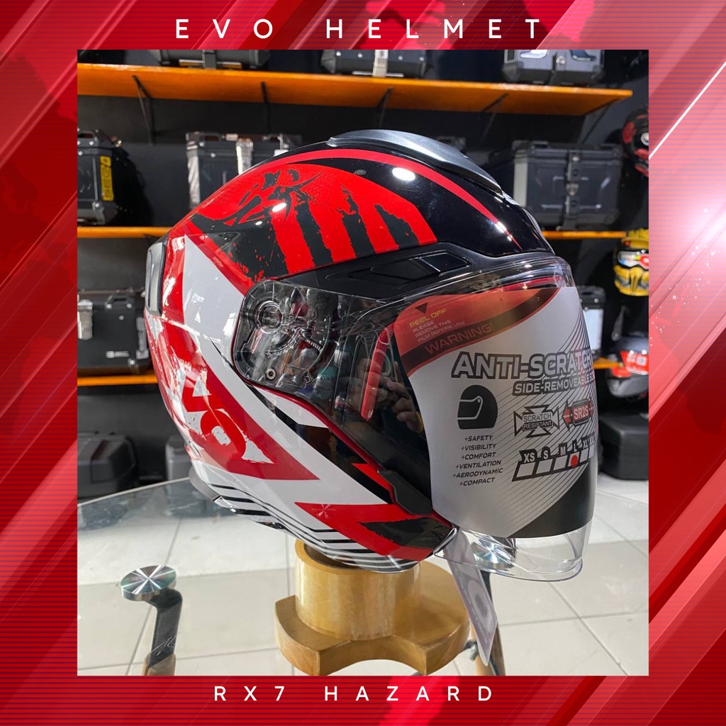 evo helmet rx7 hazard falf face dual visor red Shopee Philippines