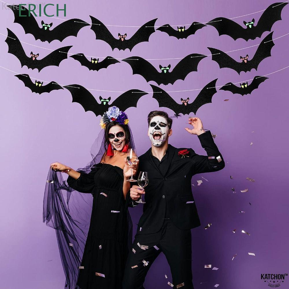 ERICH 18pcs Plastic Halloween Bats, 3 Different Sizes 3 in 1, Flying