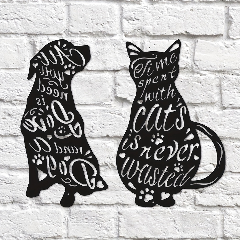 1pc Metal Cat Wall Art Decor, Time Spent With Cats Is Never Wasted