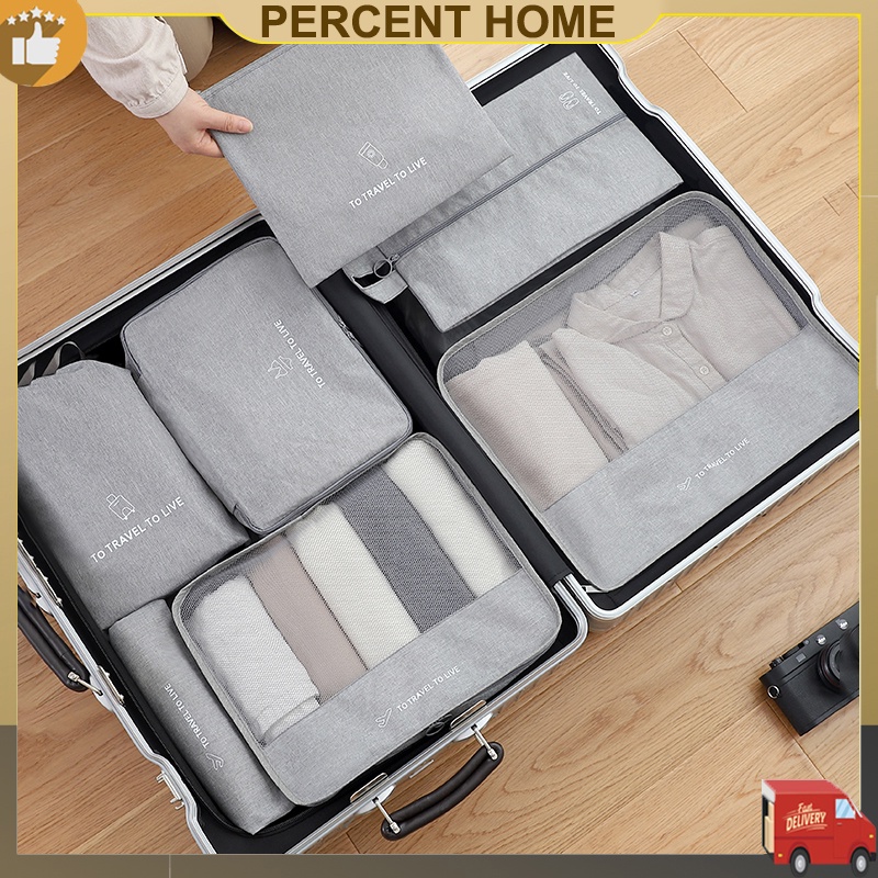 7 Pcs Travel Organizer Bag Clothes Organizer Waterproof Pouch Packing