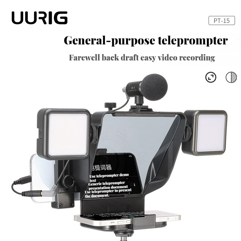 UURig SLR Camera Mini Teleprompter Prompter for Smartphone/DSLR Camera