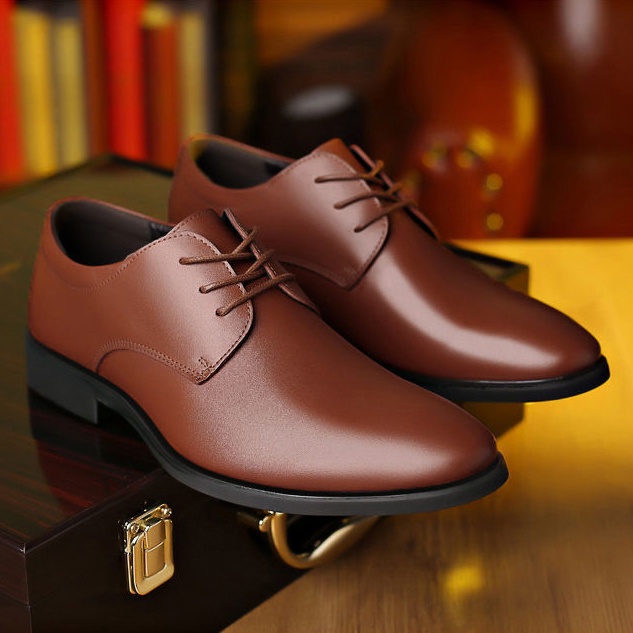 Men's Leather Shoes Formal Business Black Leather Office Shoe British