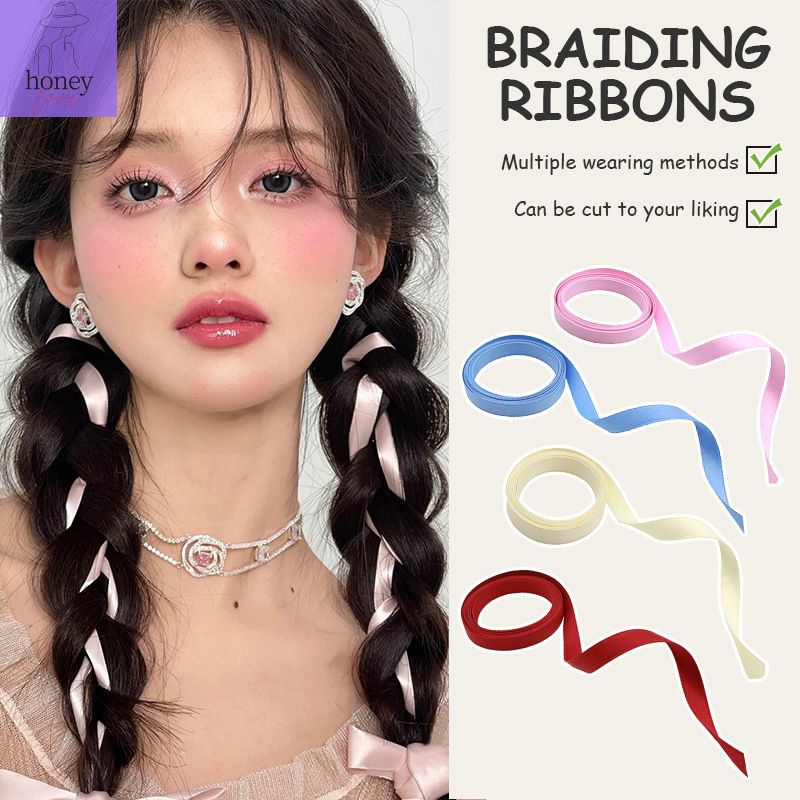 Double Ponytail Braid Hair Ribbon Bow Ribbon Scarf Hair Accessories