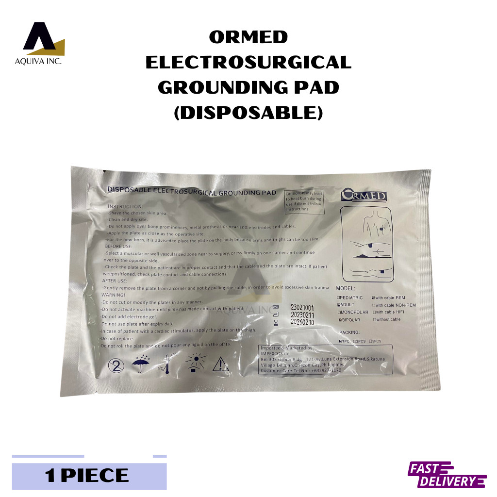 ORMED Disposable Electrosurgical Grounding Pad/ Cautery Pad(Adult