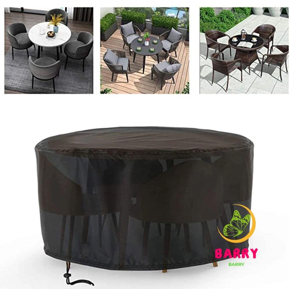 BARRY Outdoor Table Cover, Round Black Patio Coffee Table Cover