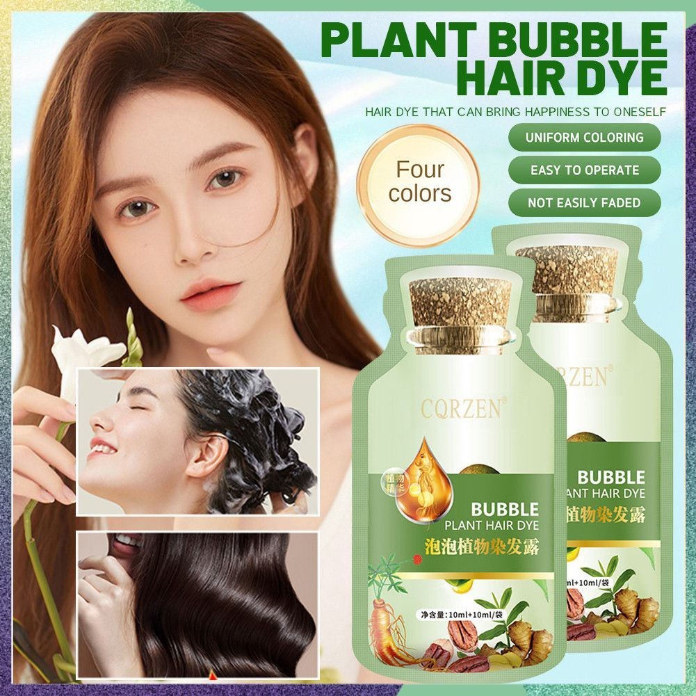 20ml*10pcs/box CQRZEN Natural Plant Bubble Hair Dye Cover White Hair