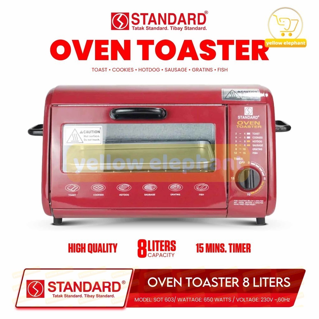 STANDARD Oven Toaster 8 Liters Capacity 650w Yellow elephant Everyday