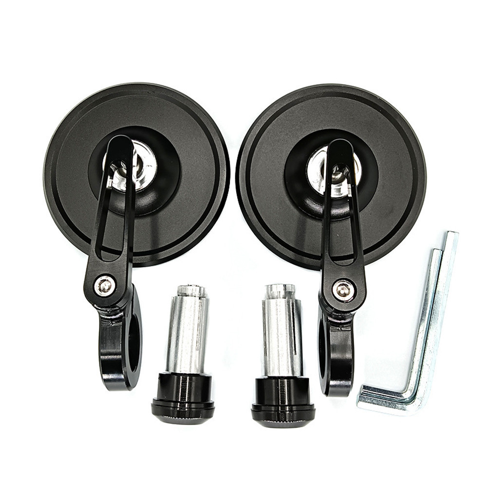 Universal Motorcycle Rearview Mirrors Black Round Motorcycle Side Bar
