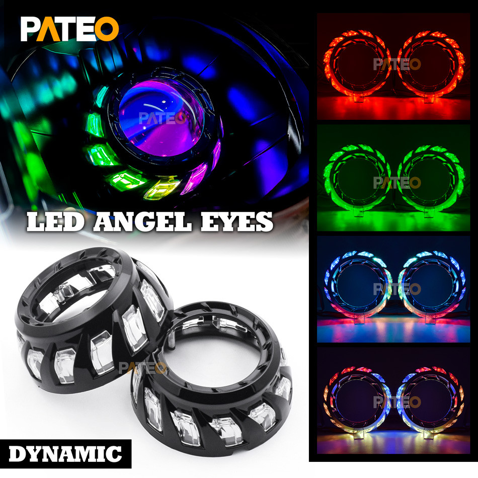 RGB Angel Eyes Dynamic Sequential Halo Shrouds APP Control For 3.0 inch
