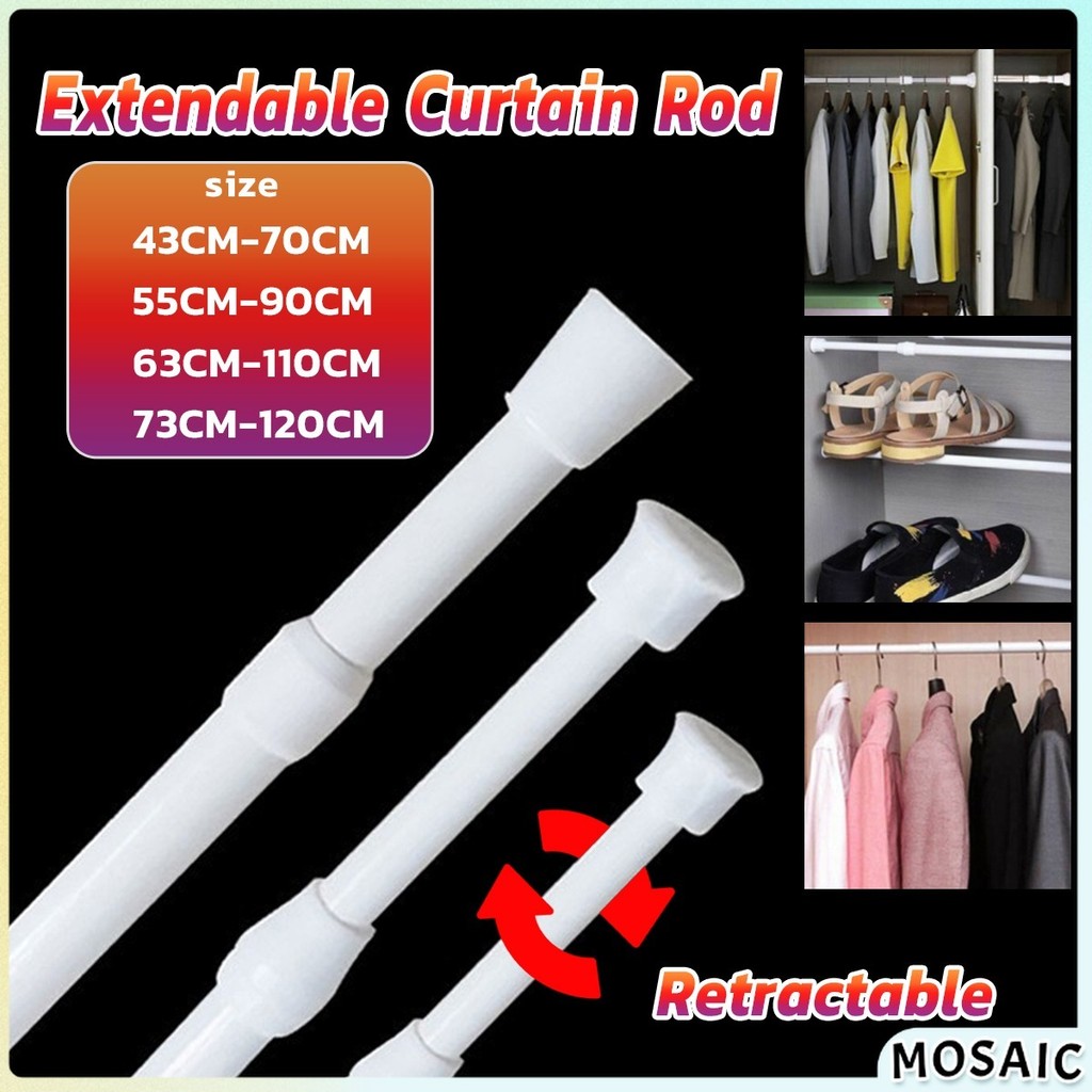 Extendable Curtain Rod Adjustable Telescopic Curtain Pole Shower