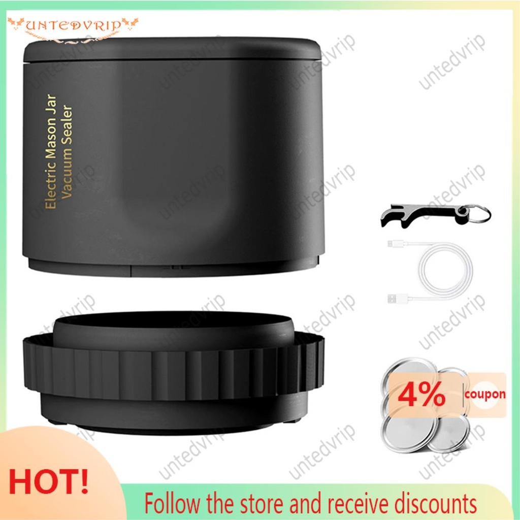 【untedvrip】 Electric Vacuum Sealer Set Kit for Mason Jars with Can Lids