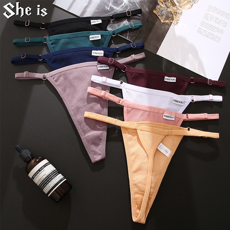 She is Women Cotton Thong Sexy Lingerie Adjustable Gstring Seamless