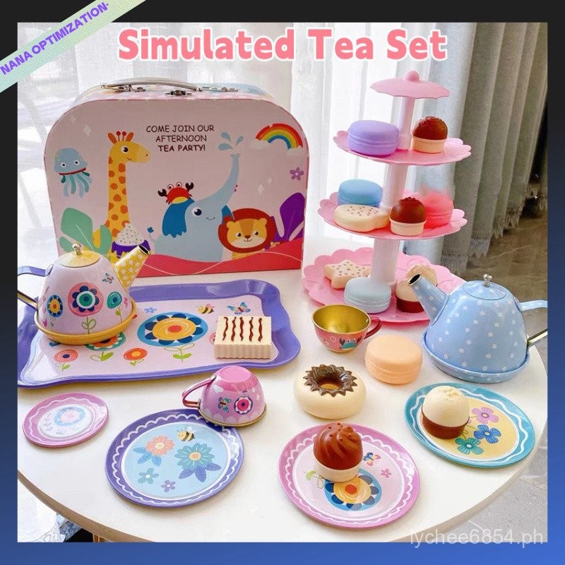 Children's exquisite family toy set, tin tea set, afternoon tea game
