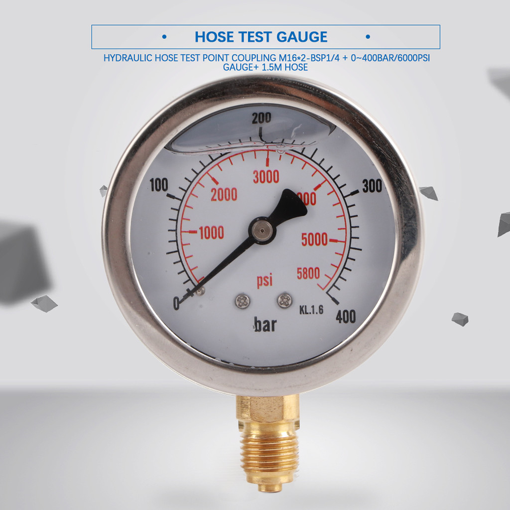 жHydraulic Pressure Gauge Kit Hydraulic Pressure Tester M16x2BSP1/4