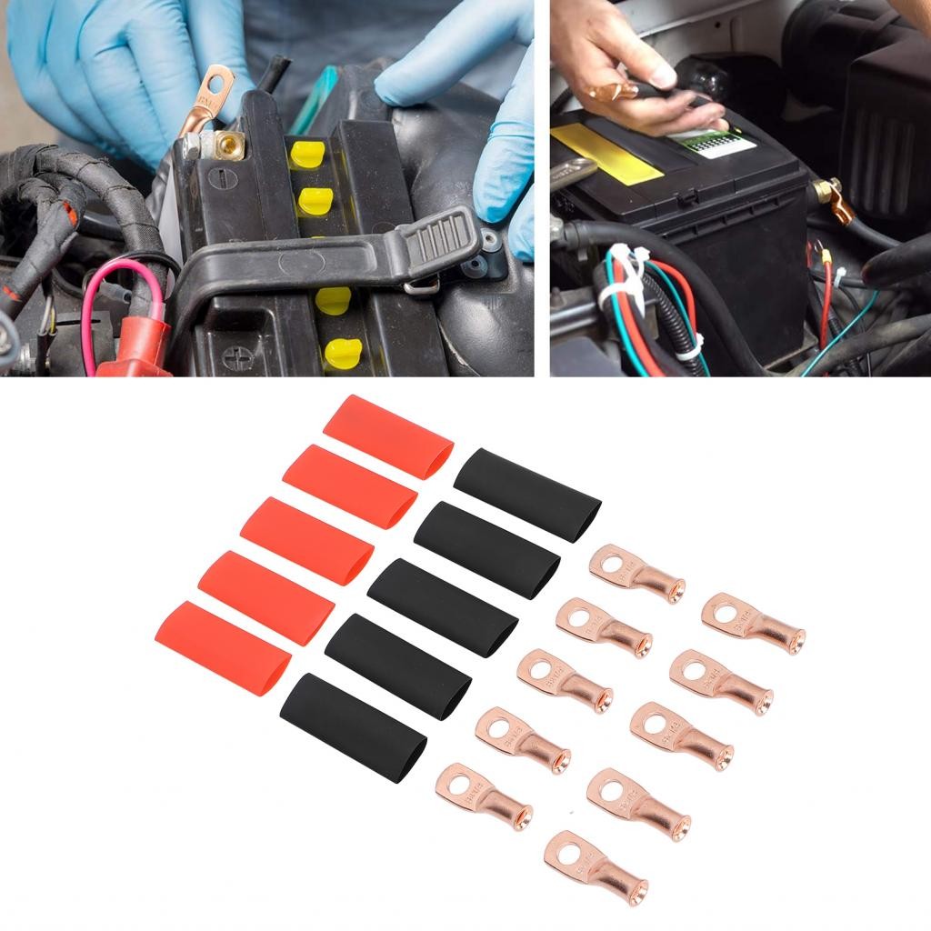 Calinodesign 10pcs AWG 8x1/4 Copper Wire Lugs Battery Terminal