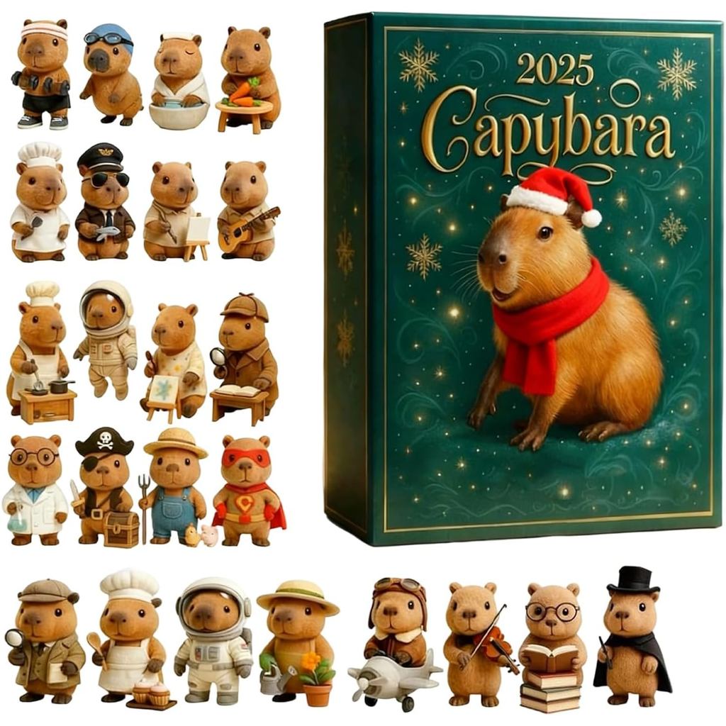 Capybara Advent Calendar 24 Days 2025 Christmas Countdown with Acrylic