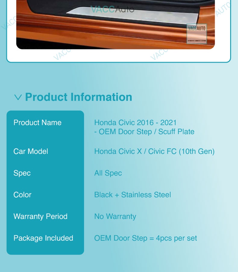 Honda Civic FC 10th OEM Door Step/Scuff Plate Door Scuff Sill Cover