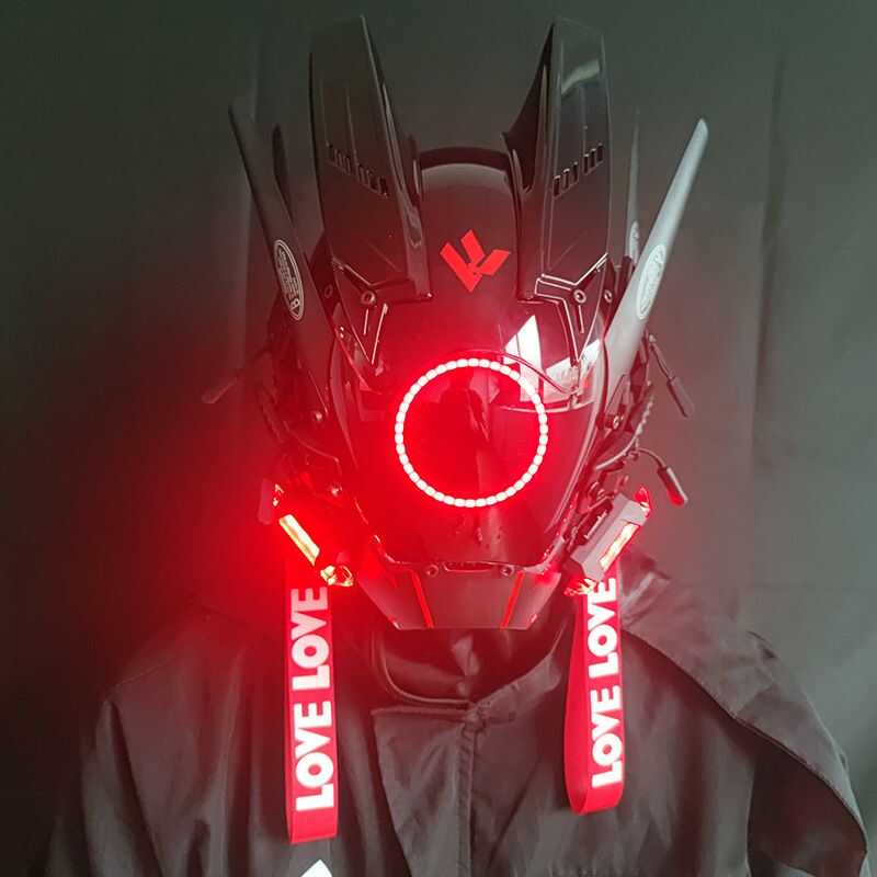 Light Shinobi Samurai Mask Cyberpunk Helmet Cosplay Dreadlocks Cool