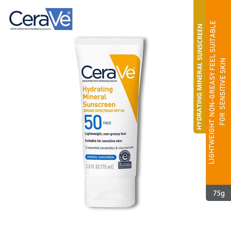 Cerave Mineral Sunscreen SPF 50 Face Sunscreen with Zinc Oxide