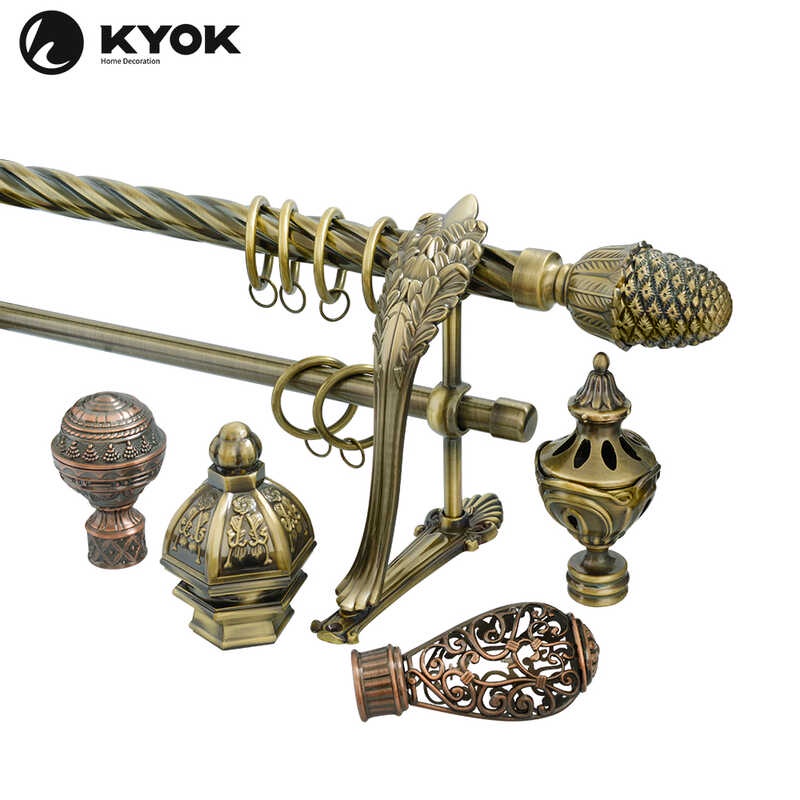 KYOK classic simple design finials double brackets iron rose gold