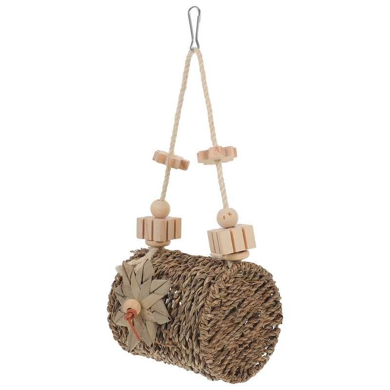 56 Bird Nest Toy Parakeet Rattan Foraging Cage Wooden Parrot Hanging Chewing Shredding Toys