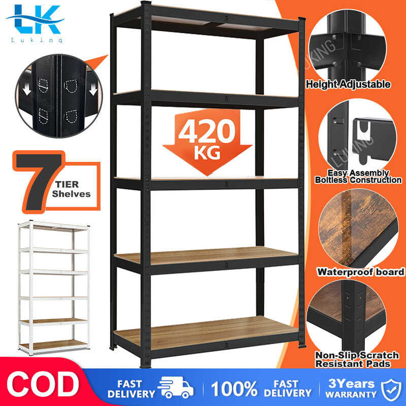 Luking Boltless Steel Rack Shelves 3/4/5/6/7 layer Metal Storage Racks Wood Board Plank Shelf