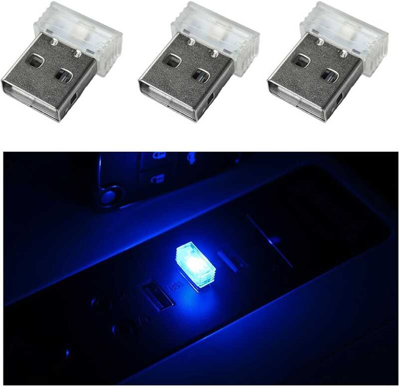 3PCS mini Suvnie USB car lights, plugin 5V indoor ambient lighting kit