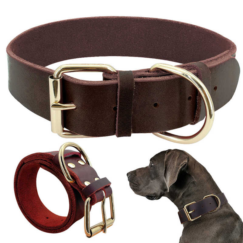 Puppy Genuine Pet Collars For Small Medium Large Dogs Real Leather