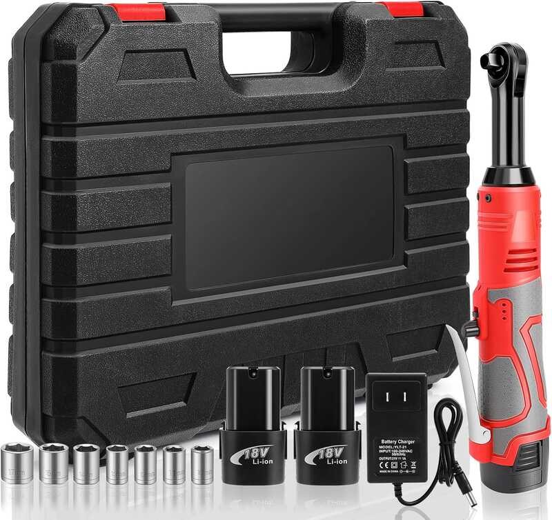 Cordless 18V Extended Ratchet Wrench 3\/8 Electric Wrenches Set 45 ft
