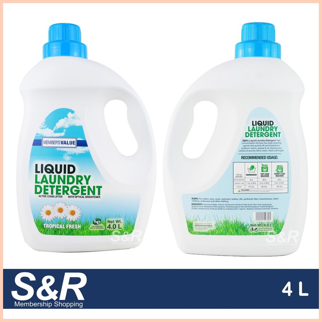 ☸ Member's Value Tropical Fresh Liquid Laundry Detergent 4L Shopee