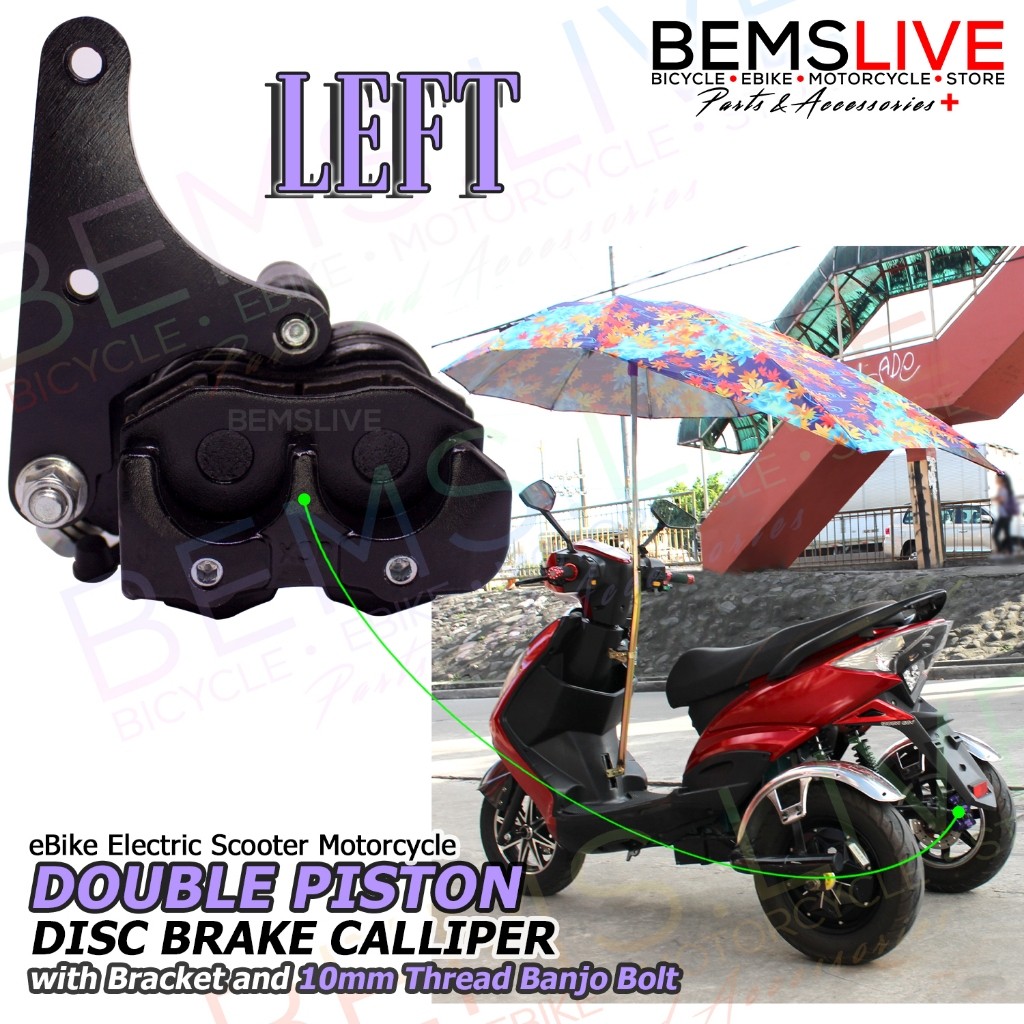 ∆ ♞BEMS LEFT DOUBLE PISTON DISC BRAKE CALLIPER with Bracket and 10mm